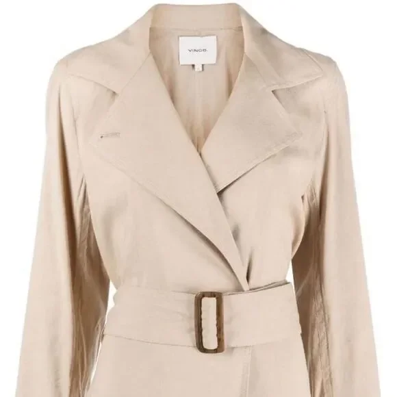🎀SSENSE NEW Vince. Belted linen blend jacket x-large beige women’s - Picture 3 of 12